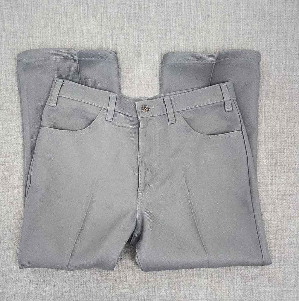 Vintage Levi's Polyester Creased CROPPED Grey Pants. 34 × 24.